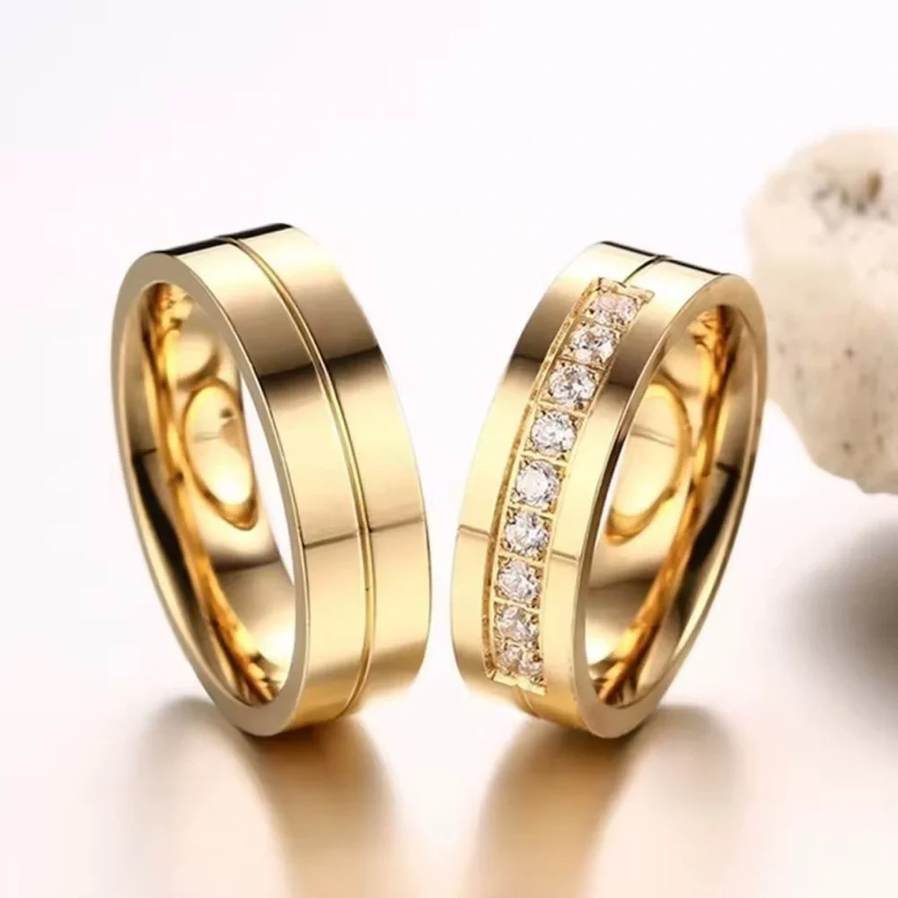 18K Gold Wedding Bridal Band Engagement Ring With Pave Diamond Inlay Unisex